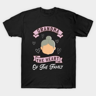 Grandma The Heart Of The Family Granny T-Shirt